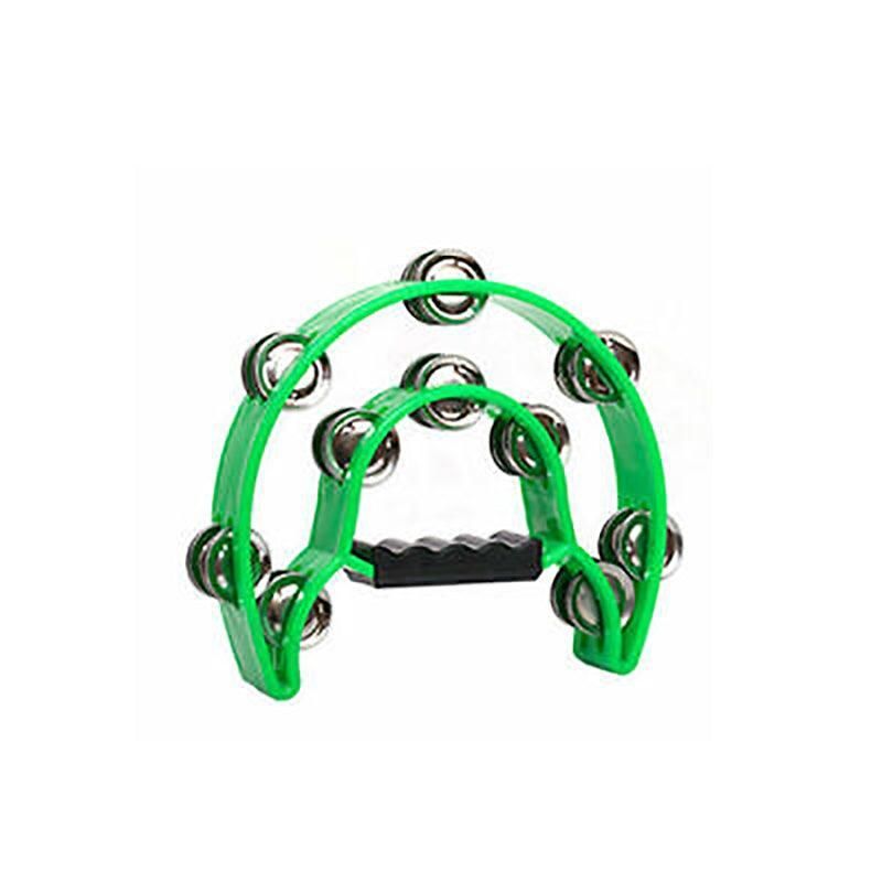 Double Half Moon Tambourine Handheld Musical Percussion Instrument Bell Drum - Green V528-DRUM-GREEN-40843