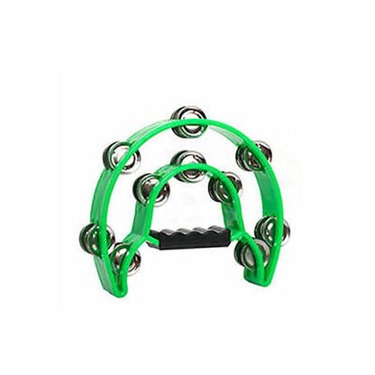 Double Half Moon Tambourine Handheld Musical Percussion Instrument Bell Drum - Green V528-DRUM-GREEN-40843