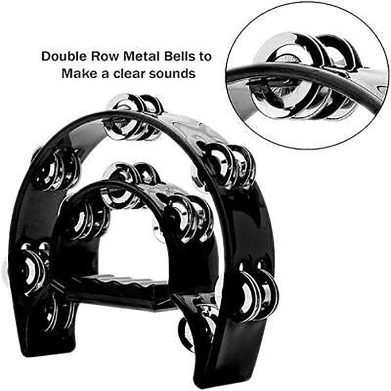 Double Half Moon Tambourine Handheld Musical Percussion Instrument Bell Drum - Green V528-DRUM-GREEN-40843