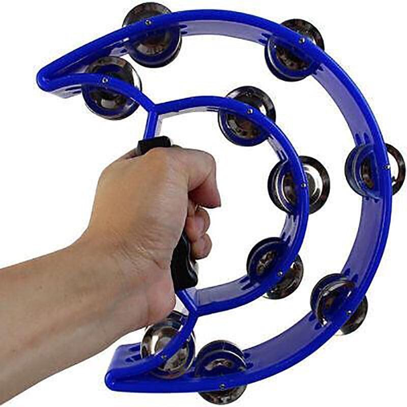 Double Half Moon Tambourine Handheld Musical Percussion Instrument Bell Drum - Green V528-DRUM-GREEN-40843