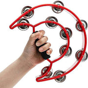 Double Half Moon Tambourine Handheld Musical Percussion Instrument Bell Drum - Green V528-DRUM-GREEN-40843