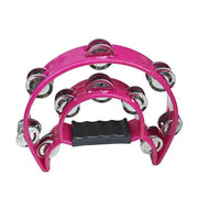 Double Half Moon Tambourine Handheld Musical Percussion Instrument Bell Drum - Pink V528-DRUM-PINK-124750