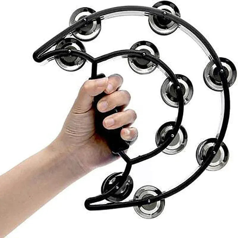 Double Half Moon Tambourine Handheld Musical Percussion Instrument Bell Drum - Pink V528-DRUM-PINK-124750