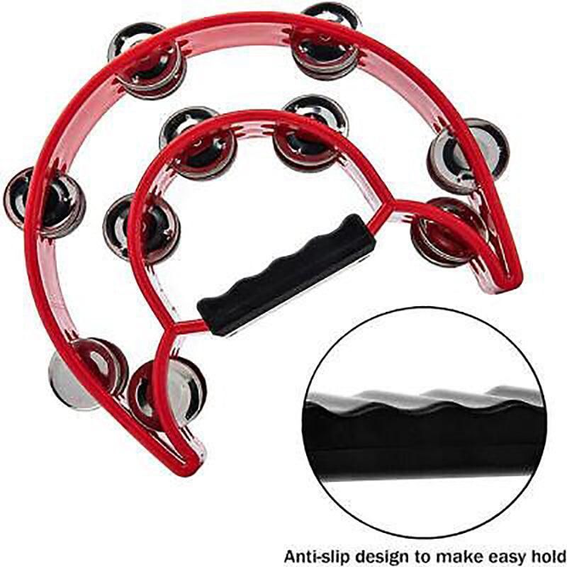 Double Half Moon Tambourine Handheld Musical Percussion Instrument Bell Drum - White V528-DRUM-WHITE-963254