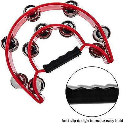 Double Half Moon Tambourine Handheld Musical Percussion Instrument Bell Drum - White V528-DRUM-WHITE-963254