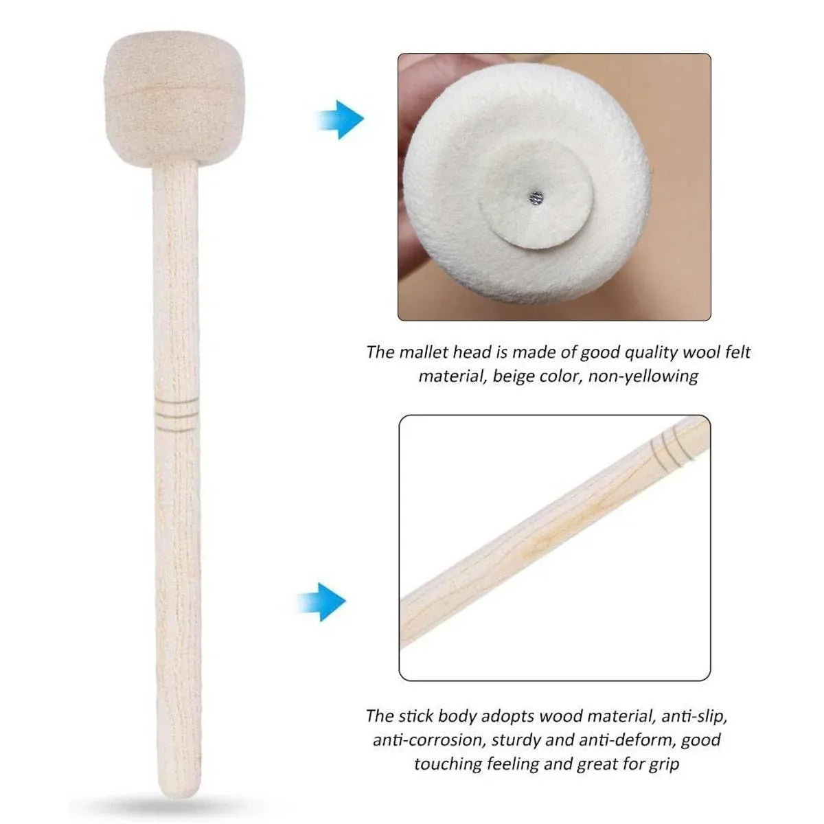 2pcs Felt Drumsticks Gong Mallets Soft Hammer Drum Accessories Percussion Tools V528-DRUMSTICK-2PCS-289040