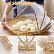 Bamboo Baskets Tray Anti Bug Food Fruit Storage Container with Mesh Cover V528-DRY-32-29-20CM-905294
