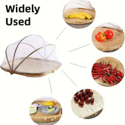 Bamboo Baskets Tray Anti Bug Food Fruit Storage Container with Mesh Cover V528-DRY-32-29-20CM-905294