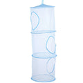Foldable Clothes Drying Basket Three-layer Hanging Storage Breathable Organizer - Blue V528-DRYING-NET-3-BLUE-227655