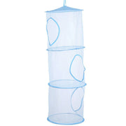 Foldable Clothes Drying Basket Three-layer Hanging Storage Breathable Organizer - Blue V528-DRYING-NET-3-BLUE-227655