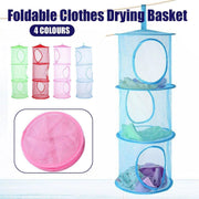 Foldable Clothes Drying Basket Three-layer Hanging Storage Breathable Organizer - Blue V528-DRYING-NET-3-BLUE-227655