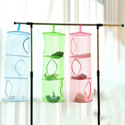 Foldable Clothes Drying Basket Three-layer Hanging Storage Breathable Organizer - Blue V528-DRYING-NET-3-BLUE-227655
