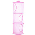 Foldable Clothes Drying Basket Three-layer Hanging Storage Breathable Organizer - Pink V528-DRYING-NET-3-PINK-548281