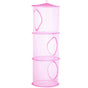 Foldable Clothes Drying Basket Three-layer Hanging Storage Breathable Organizer - Pink V528-DRYING-NET-3-PINK-548281