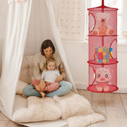 Foldable Clothes Drying Basket Three-layer Hanging Storage Breathable Organizer - Pink V528-DRYING-NET-3-PINK-548281