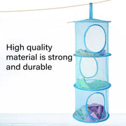 Foldable Clothes Drying Basket Three-layer Hanging Storage Breathable Organizer - Pink V528-DRYING-NET-3-PINK-548281