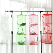 Foldable Clothes Drying Basket Three-layer Hanging Storage Breathable Organizer - Pink V528-DRYING-NET-3-PINK-548281