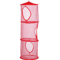 Foldable Clothes Drying Basket Three-layer Hanging Storage Breathable Organizer - Red V528-DRYING-NET-3-RED-300482