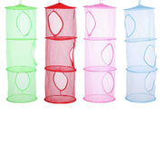 Foldable Clothes Drying Basket Three-layer Hanging Storage Breathable Organizer - Red V528-DRYING-NET-3-RED-300482