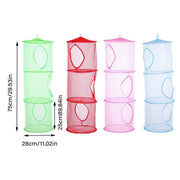 Foldable Clothes Drying Basket Three-layer Hanging Storage Breathable Organizer - Red V528-DRYING-NET-3-RED-300482