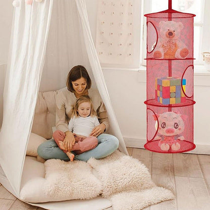 Foldable Clothes Drying Basket Three-layer Hanging Storage Breathable Organizer - Red V528-DRYING-NET-3-RED-300482