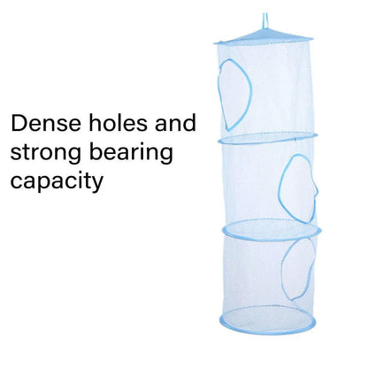 Foldable Clothes Drying Basket Three-layer Hanging Storage Breathable Organizer - Red V528-DRYING-NET-3-RED-300482
