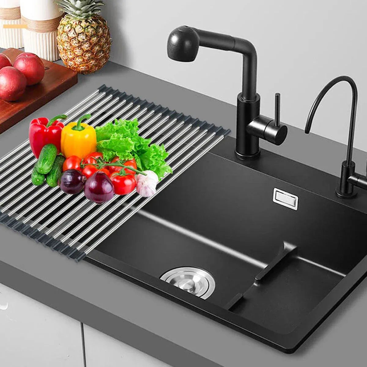 Multifunctional Stainless Steel Draining Rack Folding Sink Organizer for Kitchen - 580 x 400mm V528-DRYING-RACK-580-400-201-259845