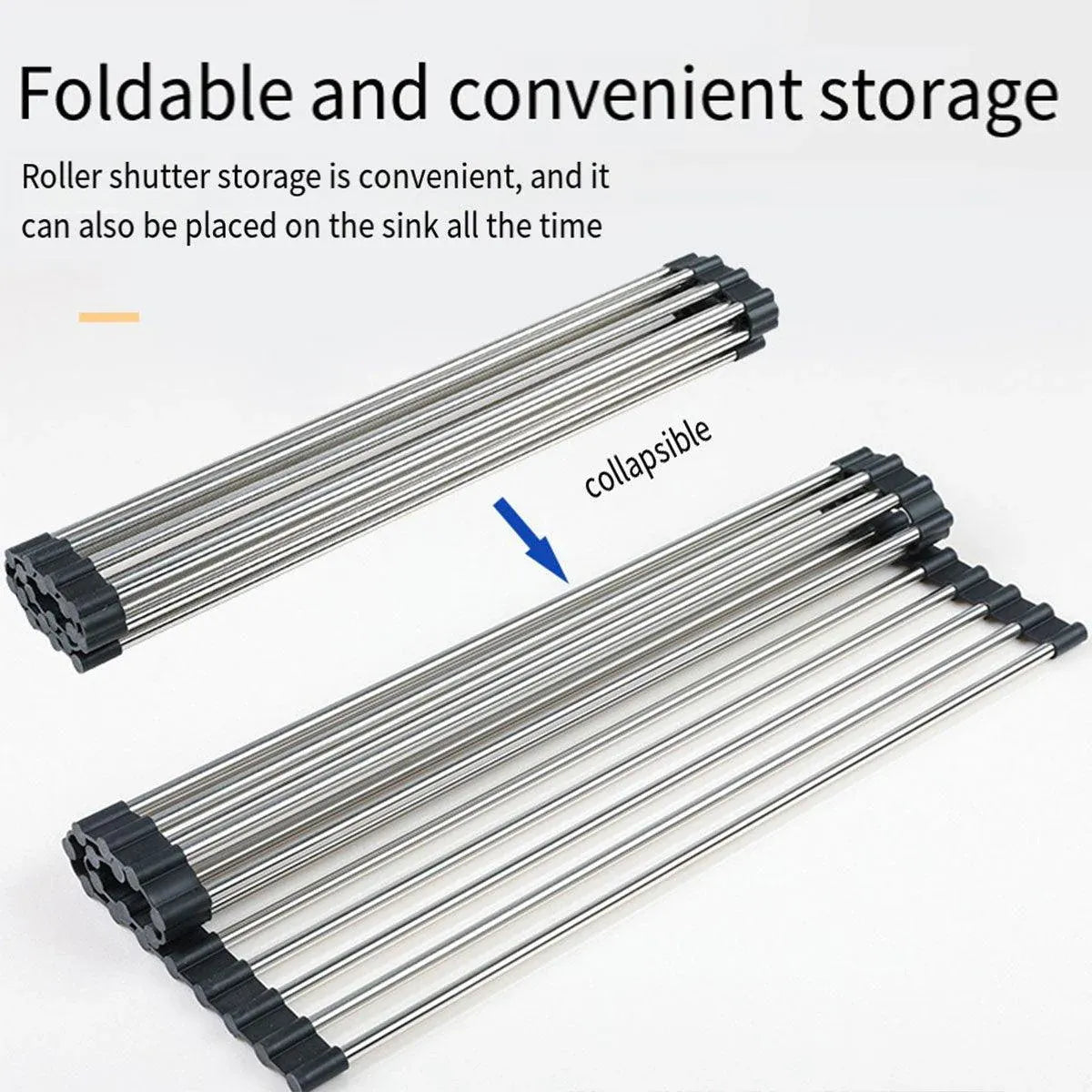 Multifunctional Stainless Steel Draining Rack Folding Sink Organizer for Kitchen - 580 x 400mm V528-DRYING-RACK-580-400-201-259845
