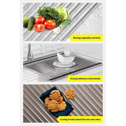 Multifunctional Stainless Steel Draining Rack Folding Sink Organizer for Kitchen - 580 x 400mm V528-DRYING-RACK-580-400-201-259845