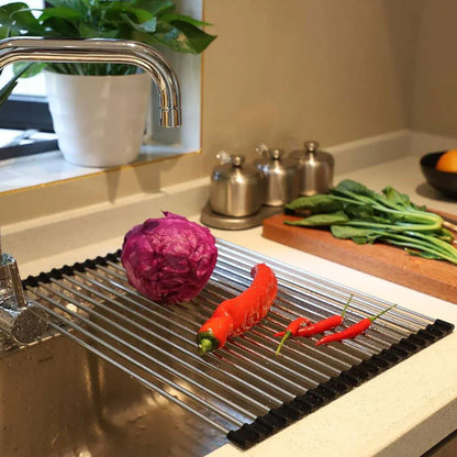 Multifunctional Stainless Steel Draining Rack Folding Sink Organizer for Kitchen - 580 x 400mm V528-DRYING-RACK-580-400-201-259845