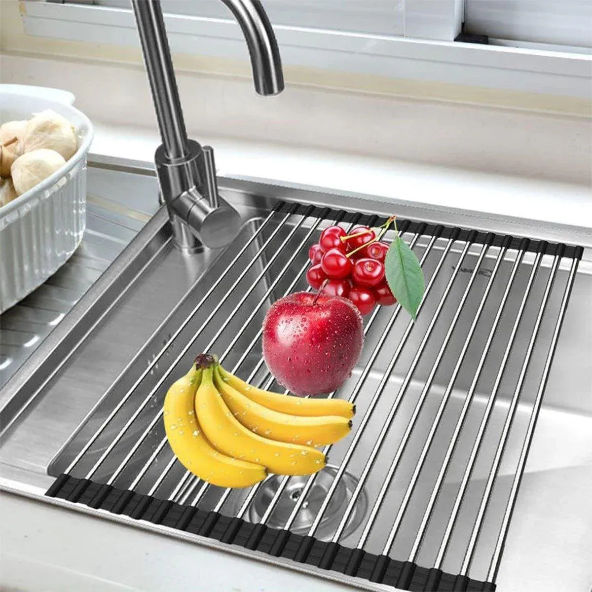 Multifunctional Stainless Steel Draining Rack Folding Sink Organizer for Kitchen - 580 x 400mm V528-DRYING-RACK-580-400-201-259845
