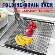 Multifunctional Stainless Steel Draining Rack Folding Sink Organizer for Kitchen - 580 x 400mm V528-DRYING-RACK-580-400-201-259845