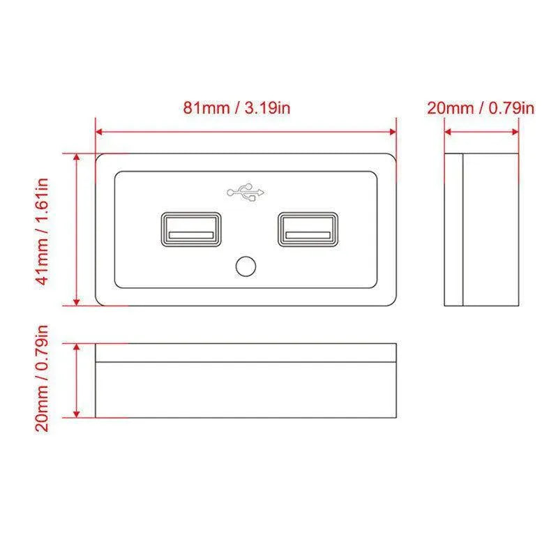 Dual USB Car Charger Socket Panel 5V 3.1A 12V 24V for Car RV Motorcycle V528-DUALUSB-367481