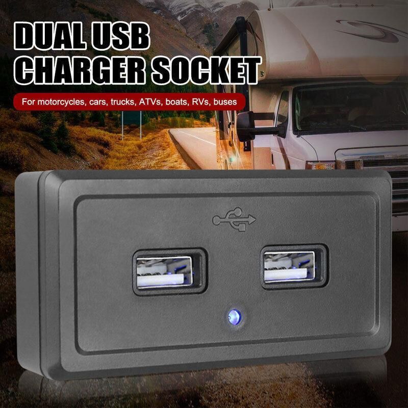 Dual USB Car Charger Socket Panel 5V 3.1A 12V 24V for Car RV Motorcycle V528-DUALUSB-367481