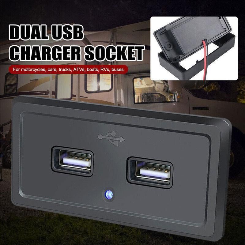 Dual USB Car Charger Socket Panel 5V 3.1A 12V 24V for Car RV Motorcycle V528-DUALUSB-367481