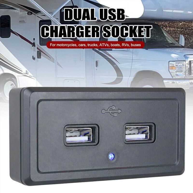 Dual USB Car Charger Socket Panel 5V 3.1A 12V 24V for Car RV Motorcycle V528-DUALUSB-367481