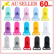 60 Random Colored Plastic Pacifier Dummy Clip Suspender Badge Holder for Crafts V528-DUCKBILLCLIP-60PCS-15-4-45239