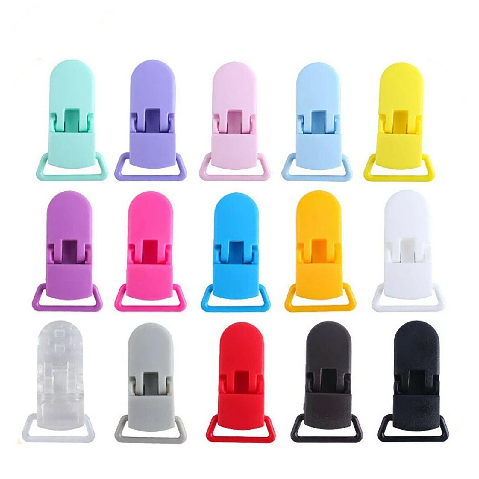 60 Random Colored Plastic Pacifier Dummy Clip Suspender Badge Holder for Crafts V528-DUCKBILLCLIP-60PCS-15-4-45239