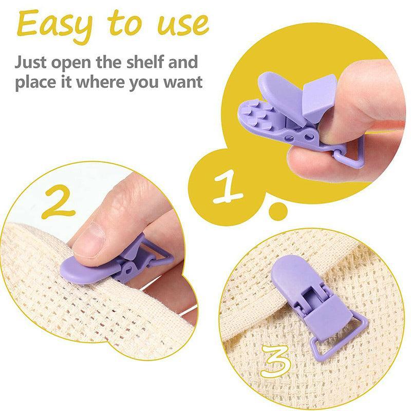 60 Random Colored Plastic Pacifier Dummy Clip Suspender Badge Holder for Crafts V528-DUCKBILLCLIP-60PCS-15-4-45239
