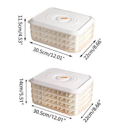 3/4 Layer Large Capacity Dumpling Box Sealed Fresh Wonton Storage Container - Green-4 Layer V528-DUMPLING-4-GREEN-405347