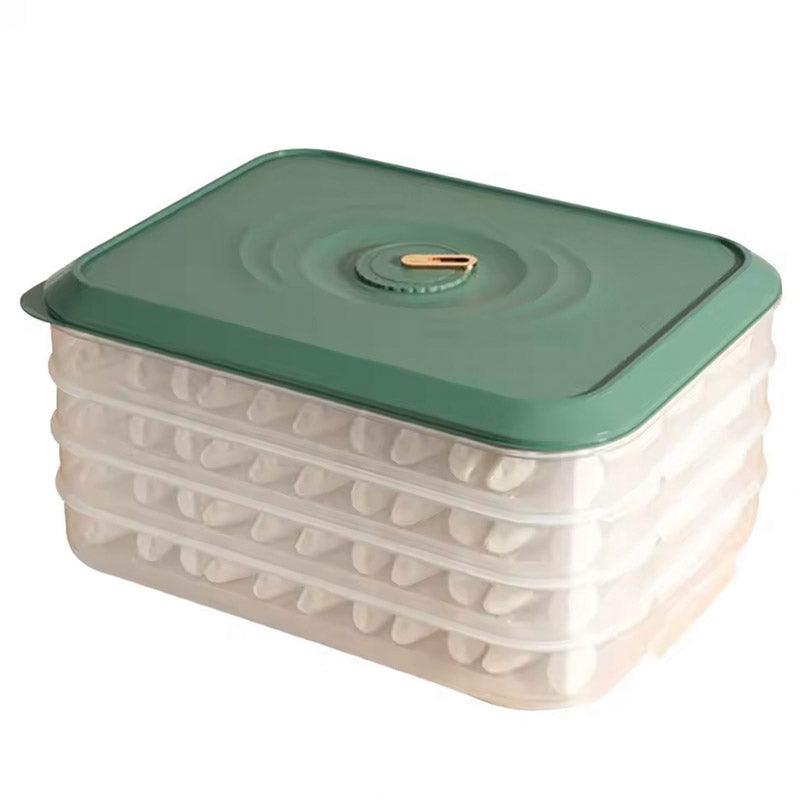 3/4 Layer Large Capacity Dumpling Box Sealed Fresh Wonton Storage Container - Green-4 Layer V528-DUMPLING-4-GREEN-405347
