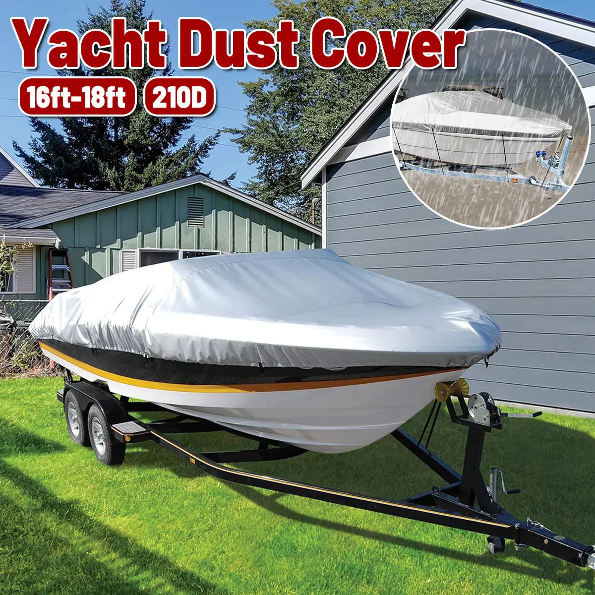 Outdoor V Yacht Dust Cover Waterproof Sun Protection Boat Hull Cover Rain Shield V528-DUST-COVER-SILVER-157981