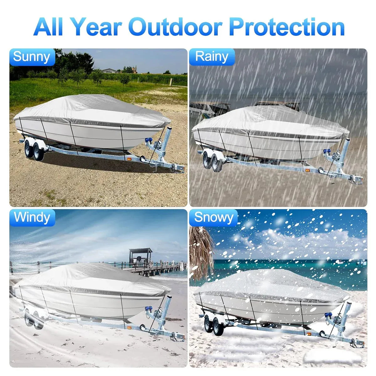 Outdoor V Yacht Dust Cover Waterproof Sun Protection Boat Hull Cover Rain Shield V528-DUST-COVER-SILVER-157981