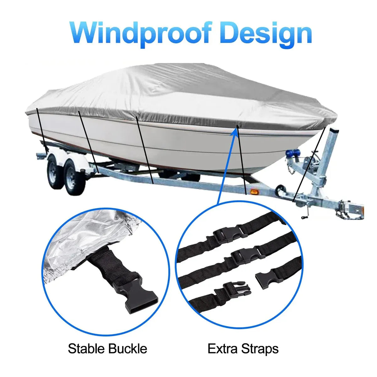 Outdoor V Yacht Dust Cover Waterproof Sun Protection Boat Hull Cover Rain Shield V528-DUST-COVER-SILVER-157981