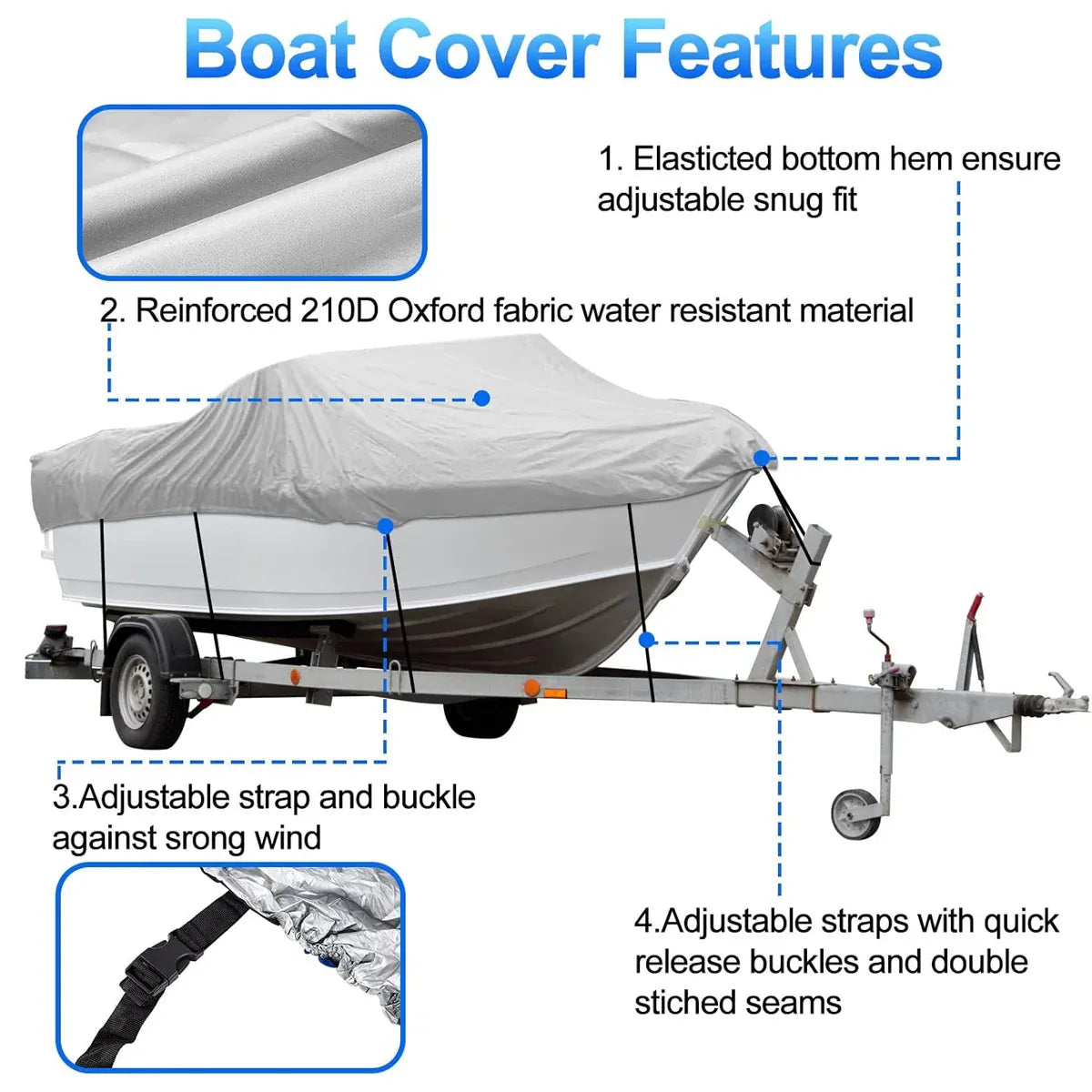 Outdoor V Yacht Dust Cover Waterproof Sun Protection Boat Hull Cover Rain Shield V528-DUST-COVER-SILVER-157981