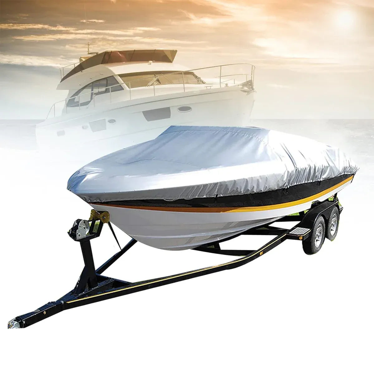 Outdoor V Yacht Dust Cover Waterproof Sun Protection Boat Hull Cover Rain Shield V528-DUST-COVER-SILVER-157981