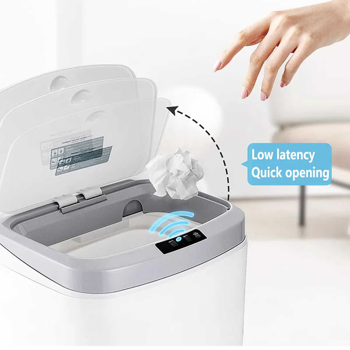 Sensor Trash Bin Touchless 16L White Automatic Motion Kitchen Rubbish Can V528-DUSTBIN-16L-710093