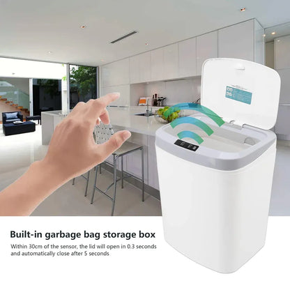 Sensor Trash Bin Touchless 16L White Automatic Motion Kitchen Rubbish Can V528-DUSTBIN-16L-710093