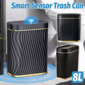 Sensor Trash Can 8L Narrow Black Smart Bin Touchless Bathroom Toilet Waste Bin V528-DUSTBIN-BLACK-741190
