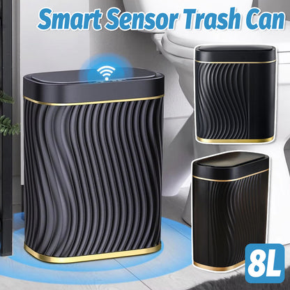 Sensor Trash Can 8L Narrow Black Smart Bin Touchless Bathroom Toilet Waste Bin V528-DUSTBIN-BLACK-741190